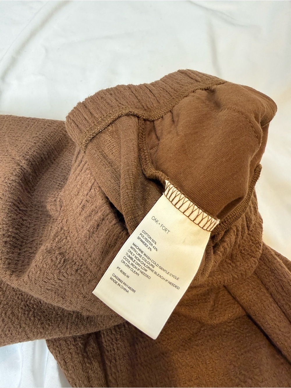 Oak + Fort Brown Ribbed Elastic Waist Straight Leg Pants XS NWT - Picture 11 of 12